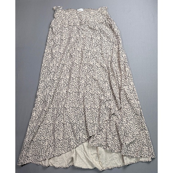 Japana OR Japana Home Dresses & Skirts - Japana Maxi Skirt Womens Large Beige‎ Black Animal Print Smocked High Low